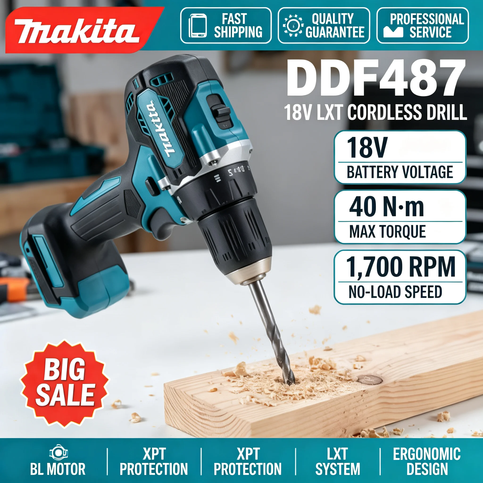 Home Improvement Contractors - Makita DDF487 18V Cordless Brushless Drill